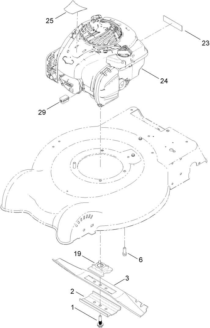 Engine And Blade Assembly Diagram and Parts List for 10630 (313000001 - 313999999)(2013) Lawn Boy Lawn Mower